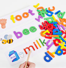 Load image into Gallery viewer, Montessori Spelling Game with Colorful Letters and Picture Cards for Preschoolers