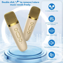 Load image into Gallery viewer, Mini Karaoke Machine with Wireless Microphones – Portable Bluetooth Speaker for Kids