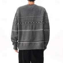 Load image into Gallery viewer, Button Down Cardigan with Geometric Pattern and Regular Fit, Winter Layering