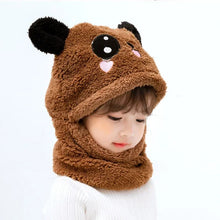 Load image into Gallery viewer, Kids Fuzzy Panda Scarf Hat with Ears