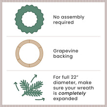 Load image into Gallery viewer, Lifelike Green Pine Christmas Wreath with Gold Ball Ornaments 22 Inch Unlit