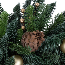 Load image into Gallery viewer, Lifelike Green Pine Christmas Wreath with Gold Ball Ornaments 22 Inch Unlit