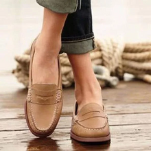 Load image into Gallery viewer, Womens Slip On Loafers with Round Toe and Low Heel, Synthetic Leather
