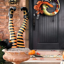 Load image into Gallery viewer, Witch Leg Yard Stakes Set of Two with Striped Design