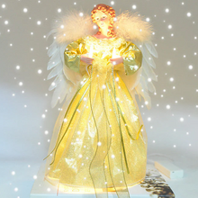 Load image into Gallery viewer, Animated Christmas Angel Tree Topper with Lighted Wings and Star Decoration