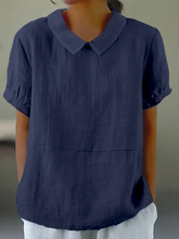 Load image into Gallery viewer, Solid color cotton and linen top