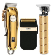 Load image into Gallery viewer, Professional Hair Clippers for men gold Set | Gold Hair Clippers Cordless
