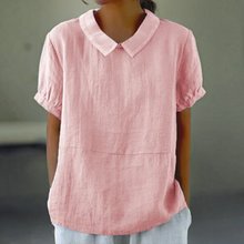 Load image into Gallery viewer, Solid color cotton and linen top