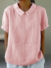 Load image into Gallery viewer, Solid color cotton and linen top