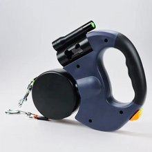 Load image into Gallery viewer, Dual Retractable Dog Leash with Flashlight & Waste Bag Holder