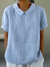 Load image into Gallery viewer, Solid color cotton and linen top