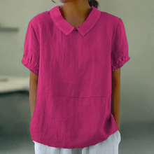 Load image into Gallery viewer, Solid color cotton and linen top