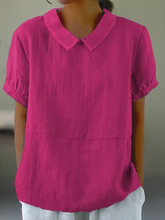 Load image into Gallery viewer, Solid color cotton and linen top
