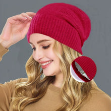 Load image into Gallery viewer, Cashmere Satin Lined Knit Beanie Hat