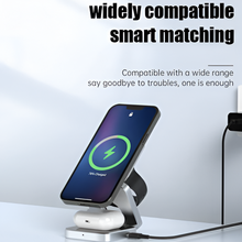 Load image into Gallery viewer, 3-in-1 Magnetic Wireless Charger - Fast Foldable Charging Station for Samsung, iPhone & AirPods