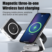 Load image into Gallery viewer, 3-in-1 Magnetic Wireless Charger - Fast Foldable Charging Station for Samsung, iPhone & AirPods