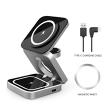 Load image into Gallery viewer, 3-in-1 Magnetic Wireless Charger - Fast Foldable Charging Station for Samsung, iPhone & AirPods