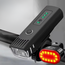 Load image into Gallery viewer, USB Rechargeable Bike Front and Rear Light Set with LED Headlamp for Night Cycling