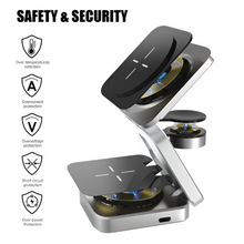 Load image into Gallery viewer, 3-in-1 Magnetic Wireless Charger - Fast Foldable Charging Station for Samsung, iPhone & AirPods