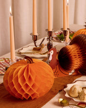 Load image into Gallery viewer, Paper Accordion Decorations with Turkey and Pumpkin Designs, 4-Piece Fall Set