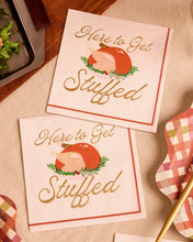 Load image into Gallery viewer, Cream Cocktail Napkins with Turkey Design and Gold Foil, 50-Count