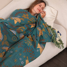 Load image into Gallery viewer, Reversible Scandinavian Bird Blanket 100% Cotton Throw