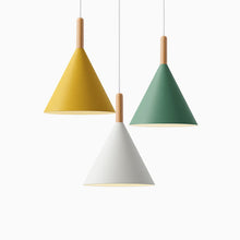 Load image into Gallery viewer, Metal Pendant Light with Wooden Rod