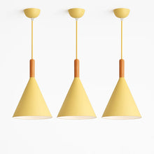 Load image into Gallery viewer, Metal Pendant Light with Wooden Rod