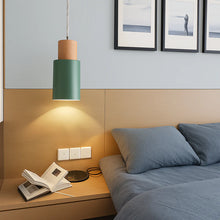 Load image into Gallery viewer, Wooden and Metal Cylindrical Pendant Light