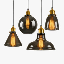 Load image into Gallery viewer, Vintage Smoked Glass Pendant Light