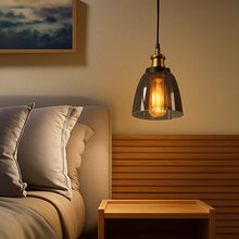 Load image into Gallery viewer, Vintage Smoked Glass Pendant Light