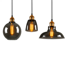 Load image into Gallery viewer, Vintage Smoked Glass Pendant Light