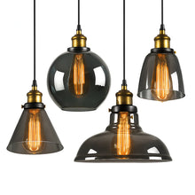 Load image into Gallery viewer, Vintage Smoked Glass Pendant Light