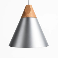 Load image into Gallery viewer, LED Ceiling Pendant Light, Wood and Aluminum Cone Design