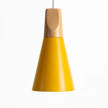 Load image into Gallery viewer, LED Ceiling Pendant Light, Wood and Aluminum Cone Design