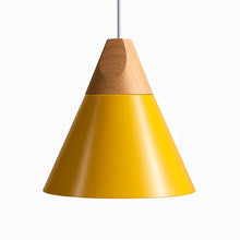 Load image into Gallery viewer, LED Ceiling Pendant Light, Wood and Aluminum Cone Design