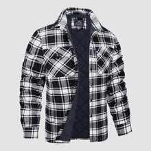 Load image into Gallery viewer, Mens Quilted Lined Flannel Jacket with Snap Button Front and Dual Chest Pockets