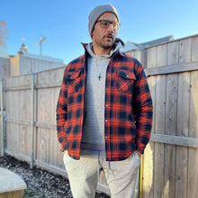 Load image into Gallery viewer, Mens Quilted Lined Flannel Jacket with Snap Button Front and Dual Chest Pockets