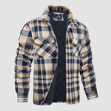 Load image into Gallery viewer, Mens Quilted Lined Flannel Jacket with Snap Button Front and Dual Chest Pockets