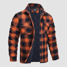 Load image into Gallery viewer, Mens Quilted Lined Flannel Jacket with Snap Button Front and Dual Chest Pockets