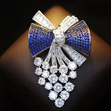 Load image into Gallery viewer, Elegant Multicolor Zircon Tassel Bow Brooch for Women