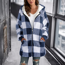 Load image into Gallery viewer, Women Oversized Hoodie Plaid Loose Overcoat