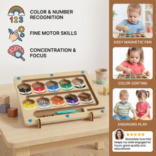 Load image into Gallery viewer, Magnetic Maze Board with Color Sorting Tracks and Numbered Slots