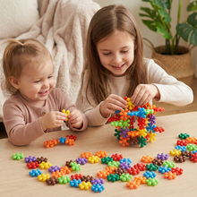 Load image into Gallery viewer, Montessori Snowflake Interlocking Building Blocks with Storage Box