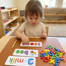 Load image into Gallery viewer, Montessori Spelling Game with Colorful Letters and Picture Cards for Preschoolers