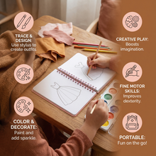 Load image into Gallery viewer, Kids Craft and Coloring Book with Princess Dress Templates