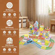 Load image into Gallery viewer, Gear Building Block Set with Rotating Handles and 203 Interlocking Pieces