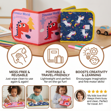 Load image into Gallery viewer, Portable Reusable Drawing Book for Kids with Six Drawing Sides and Wipe Clean Pages
