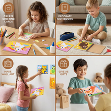 Load image into Gallery viewer, Creative Sticker Craft Set for Kids in Animal, Vehicle, Dinosaur, and Princess Themes