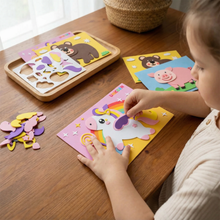 Load image into Gallery viewer, Creative Sticker Craft Set for Kids in Animal, Vehicle, Dinosaur, and Princess Themes